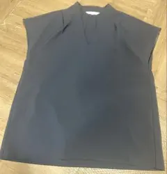 PLST Vネック 半袖 ブラウス ネイビー Sのサムネイル