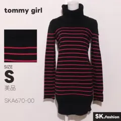 美品 tommy girl ワンピース ボーダー柄 タートルネック ニット