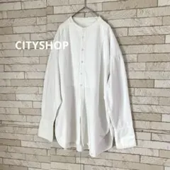 訳あり　CITYSHOP シティショップ　シャツ 長袖 バンドカラー　白　丈長めのサムネイル