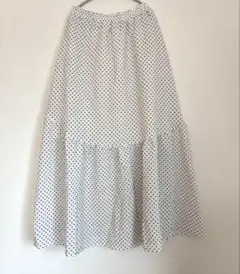 ドット柄ロングスカート 白黒 水玉 フレアスカート