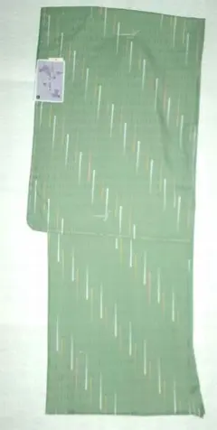 袷洗える着物　緑系斜め柄小紋　Lサイズ