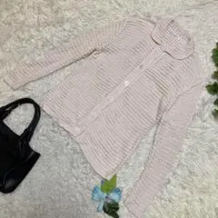 極美品　BEAUTY&YOUTH コットンシルク メッシュニットカーディガン