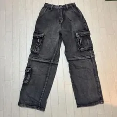 argue culutureデニム カーゴ ハーフパンツ グレー - メルカリ