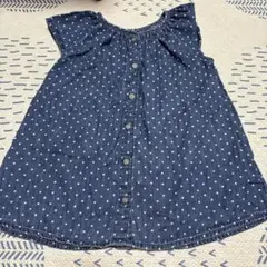 ベビーGAP デニム ドット柄　ワンピース　18-24ヶ月　90