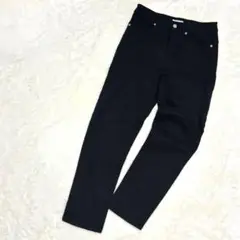 アーノルドパーマー　スキニーパンツ　テーパード　黒　コットン　刺繍ロゴ　Fサイズ