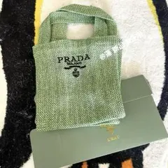 PRADA ノベルティ ベージュ⭐️ラフィアミニトートバッグ 【新品】刺繍