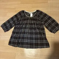 navy natural チェック柄 チュニック