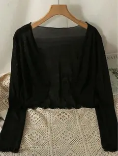 SHEIN シアー素材 長袖 ボレロ ブラックのサムネイル
