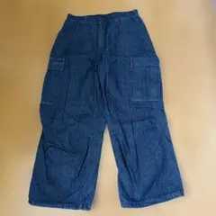 GUダークブルー カーゴパンツ 4ポケット