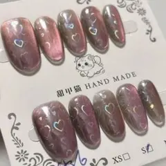 A-200 Sサイズ ネイルチップ マグネットネイル ハート ピンク系