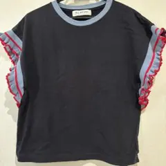 [美品]Ray BEAMS ラインフリル スリーブTシャツ 黒のサムネイル