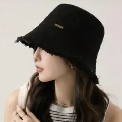 フリンジエッジ 黒 バケットハット