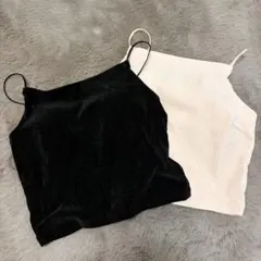 【美品】GU ブラフィールベロアクロップドキャミソール