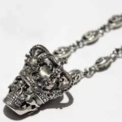 ペンダントトップ シルバー925czダイヤモンドクラウン王冠スカルドクロ