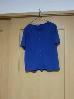 青色 半袖シャツ ボタン付きのサムネイル
