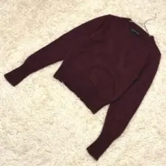 【URBAN RESEARCH 】ボルドーラメ入り長袖ニットトップスS〜M相当