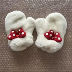 最終　ディズニー　ミニー　ミトン　手袋　子供用　水玉　ドット　リボン　ファー