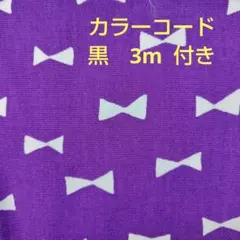 はぎれ 生地 カットクロス パープル　紫　リボン柄 　布地　カラーコード付き