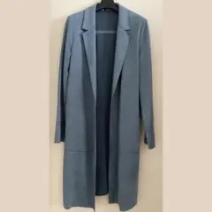 ZARA フェイクスエードコート ロング 薄手 くすみブルー 春アウター 羽織り