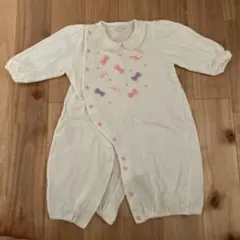 メゾピアノ　リボン　ホワイト ツーウェイ・ドレスオール　F（50〜70cm）