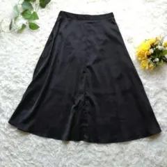 【ジーユー】【L】ロングフレアスカート　黒　ブラック　オフィスカジュアル　上品