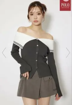 rienda 【POLO BCS】バイカラーニットトップス オフショル