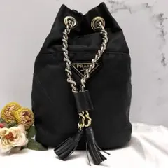 ✨激レア一点物✨プラダ ミニ巾着ポーチ 90s キルティング ナイロン ブラック