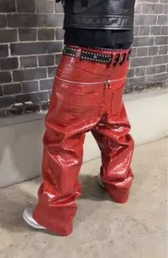 即完売品　goar.archive RED CROCO ZIPPER PANTS