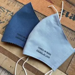 ハンドメイド布マスク★9848 大人用 綿麻 ブルー。ダンガリー 水色。白ゴム