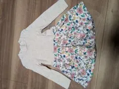 長袖グレー花柄ワンピース　104㌢