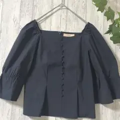 【美品】Maglie par ef-de パフスリーブブラウス 黒 7号