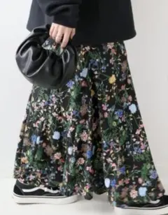 CABaN キャバン シルクパレルモフラワープリントサイドスリット