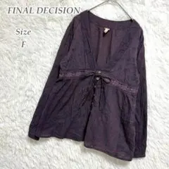 FINAL DECISION 刺繍レース切替 ブラウス パープル L レディースのサムネイル