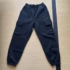 黒 カーゴパンツ ゴムウエスト