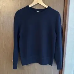 【UNIQLO】ウォッシャブルミラノリブクルーネックセーター ネイビー Sサイズ