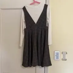 ほぼ新品　プティマイン130cm チェックフレアワンピース