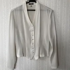 ROPE ホワイト 長袖ノーカラーブラウス