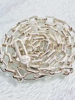【超美品】GUCCI レクタングル チェーン ネックレス 男女兼用　SV925