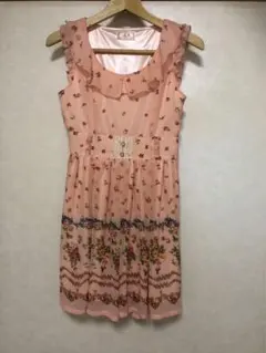 ペンデリエ 花柄 ピンク ワンピース ノースリーブ