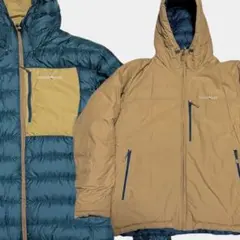 廃盤色モンベル コロラドパーカー ダウン L ベージュ×ブルー 1101492