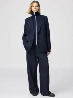 ユニクロC イージーワイドパンツ M ネイビー