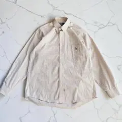 ラルフローレン ポロ BDシャツ チェック柄 M コットン100% 刺繍ロゴ