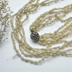 【美品】淡水パールネックレス　5連　バロック 長さ60㎝　本真珠ネックレス