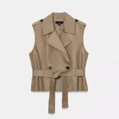ZARA ベルト付きダブルブレストベスト　S しめじ様専用】ZARA ベルト付きダブルブレストベスト S - メルカリ