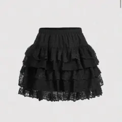 SHEIN スカート　フリル　レース　黒　白　ブラック　ホワイト　 2点セット