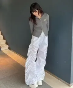 KsG ワイドシャーリングモップパンツ ホワイト