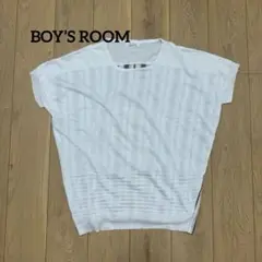 BOY’S ROOM 異素材切替 サマーニット トップス ストライプ 白 F