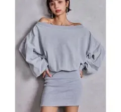 GYDA オフショルダー グレー ミニワンピース