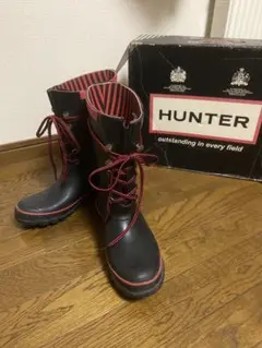 HUNTER レースアップミドルレインブーツ