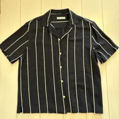 ZARA ストライプ柄 オープンカラーシャツ ネイビー Mサイズのサムネイル